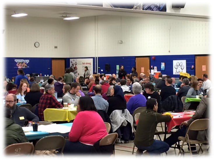 Community members gathered at Thomas Gregg Neighborhood School