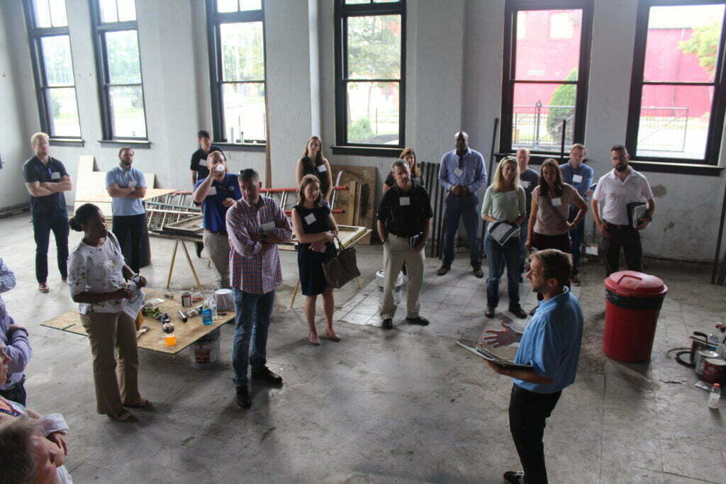 People gathered for commuity meeting