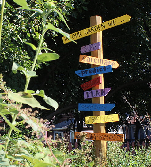 Garden sign with inspirational words