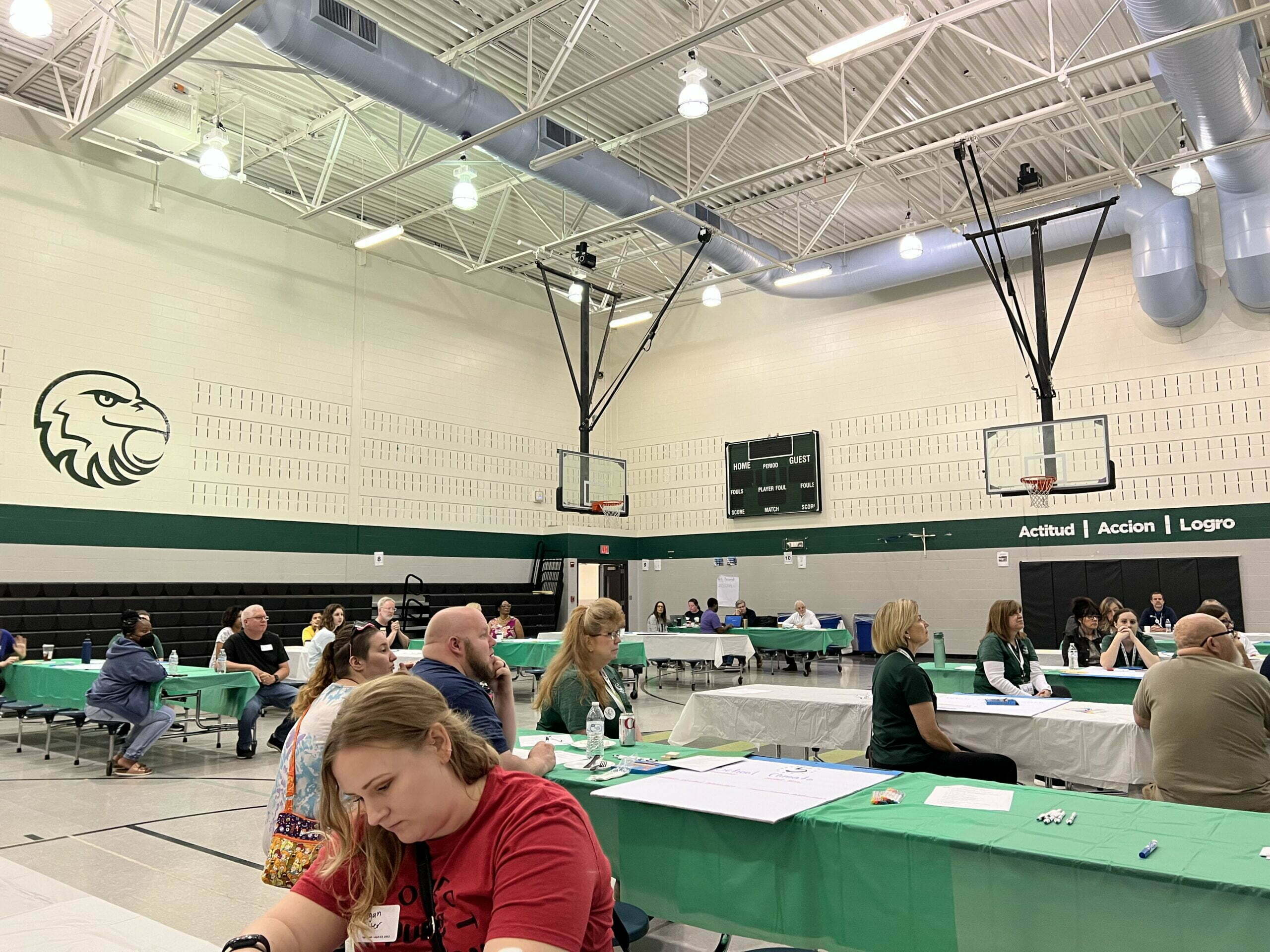 Community members gathered at Brookside School